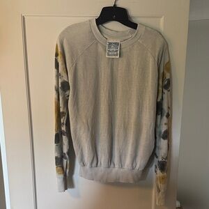 Jungmaven Agave Green Raglan Crew Neck Sweatshirt with tie dye detail on sleeves